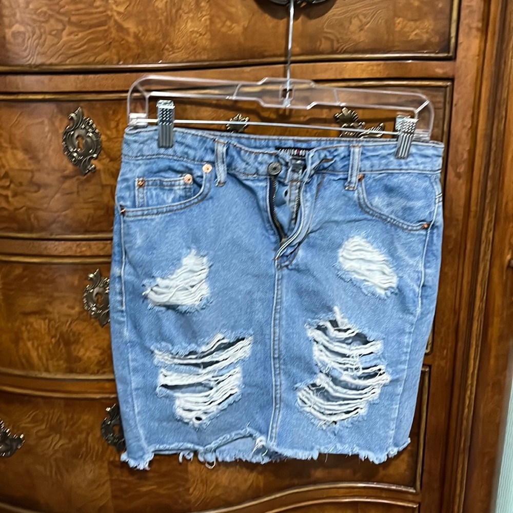 Fashion Nova Distressed Denim Mini Skirt